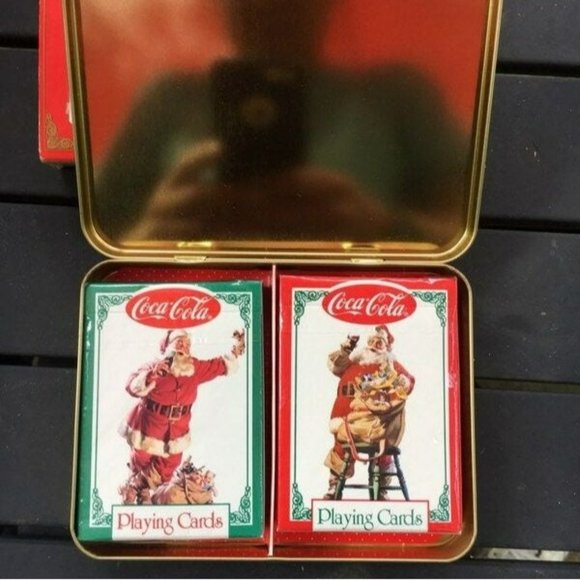Coca Cola Santa Playing Cards  In Metal Tin - 1994 Christmas Collectible - Picture 3 of 4